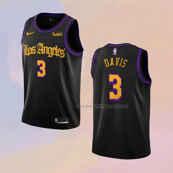 Men's Los Angeles Lakers Anthony Davis NO 3 City 2019-20 Black Jersey